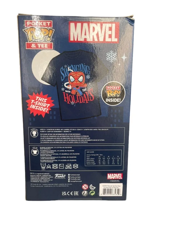 Coffret Funko Pop Marvel Spiderman T Shirt taille M + porte clés figurine 2 Photoroom