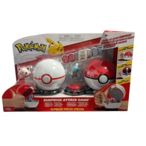 Coffret Surprise Attack Game bataille en tête à tête Carapuce + Poké Ball et Rondoudou + Honor Ball Jazwares 1