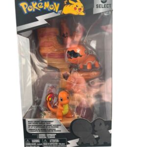 Coffret figurines Pokémon Sélect séries 2 Environnement désert rocheux et kit d’affichage des figurines + figurines Kraknoix et Salameche 1