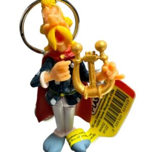 Figurine porte clés Astérix Assurancetourix jouant de la Lyre Plastoy 1