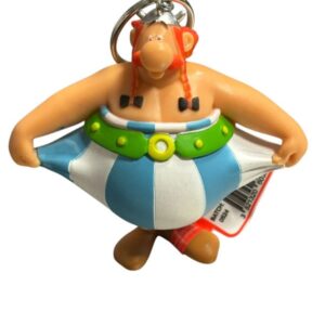 Figurine porte clés Astérix Obelix tire sur sa salopette Plastoy 1