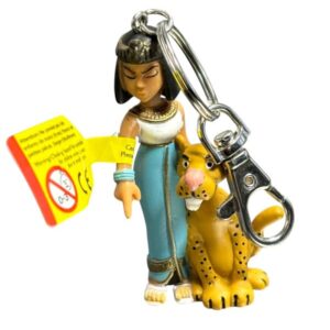 Figurine porte clés Astérix cleopatre et sa panthère Plastoy 1