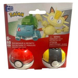 Mega Construx Pokémon Bulbizarre et Miaouss + Pokeball Mattel 1