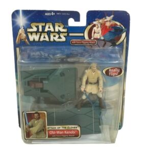 Star Wars Obi Wan Kenobi with Force Flipping Attack of the Clones 2002 Hasbro 1 Photoroom